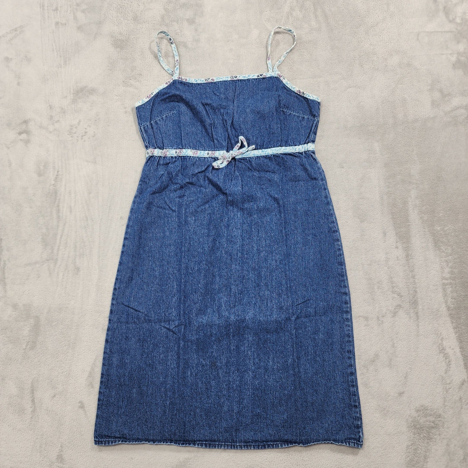 Vintage Old Navy Dress Womens 4 Blue Denim Square Neck Empire Waist Sundress