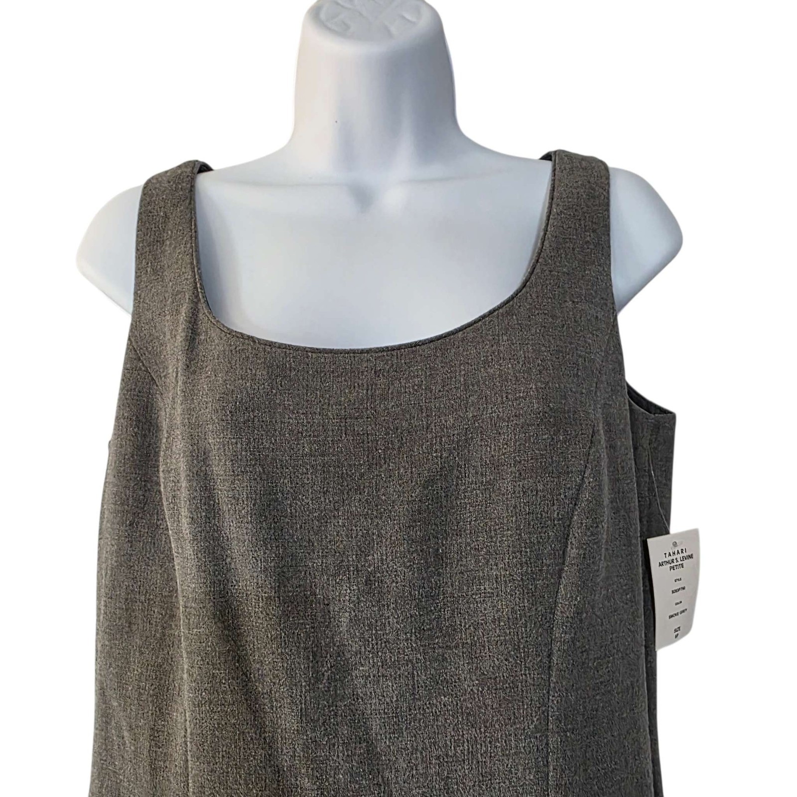 NWT Tahari Petite Sheath Dress Size 6P Gray Sleeveless Classic Workwear Party