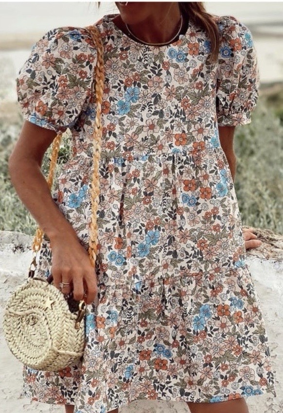 Women’s Floral Babydoll Dress, Size Small, Cottagecore, Boho, Mini, Boutique