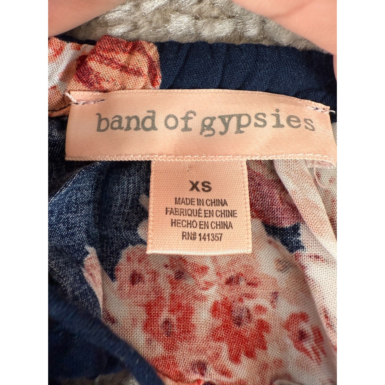 Band Of Gypsies Size XS Dark Floral Fit Flared Midi Dress Navy Sleeveless Button