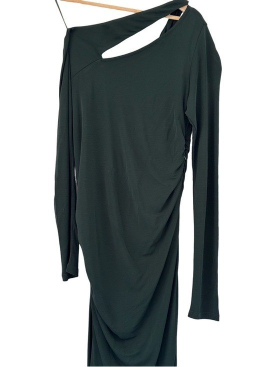 Reiss Delphine Off The Shoulder Cut Out Maxi Dress in Green Size 6