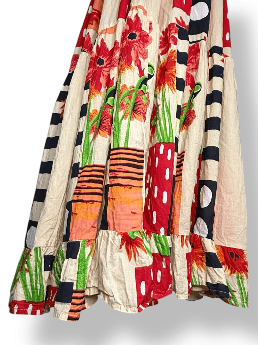 Advance Apparels Women’s XL Floral Midi Dress Halter Tiered Geometric Patchwork