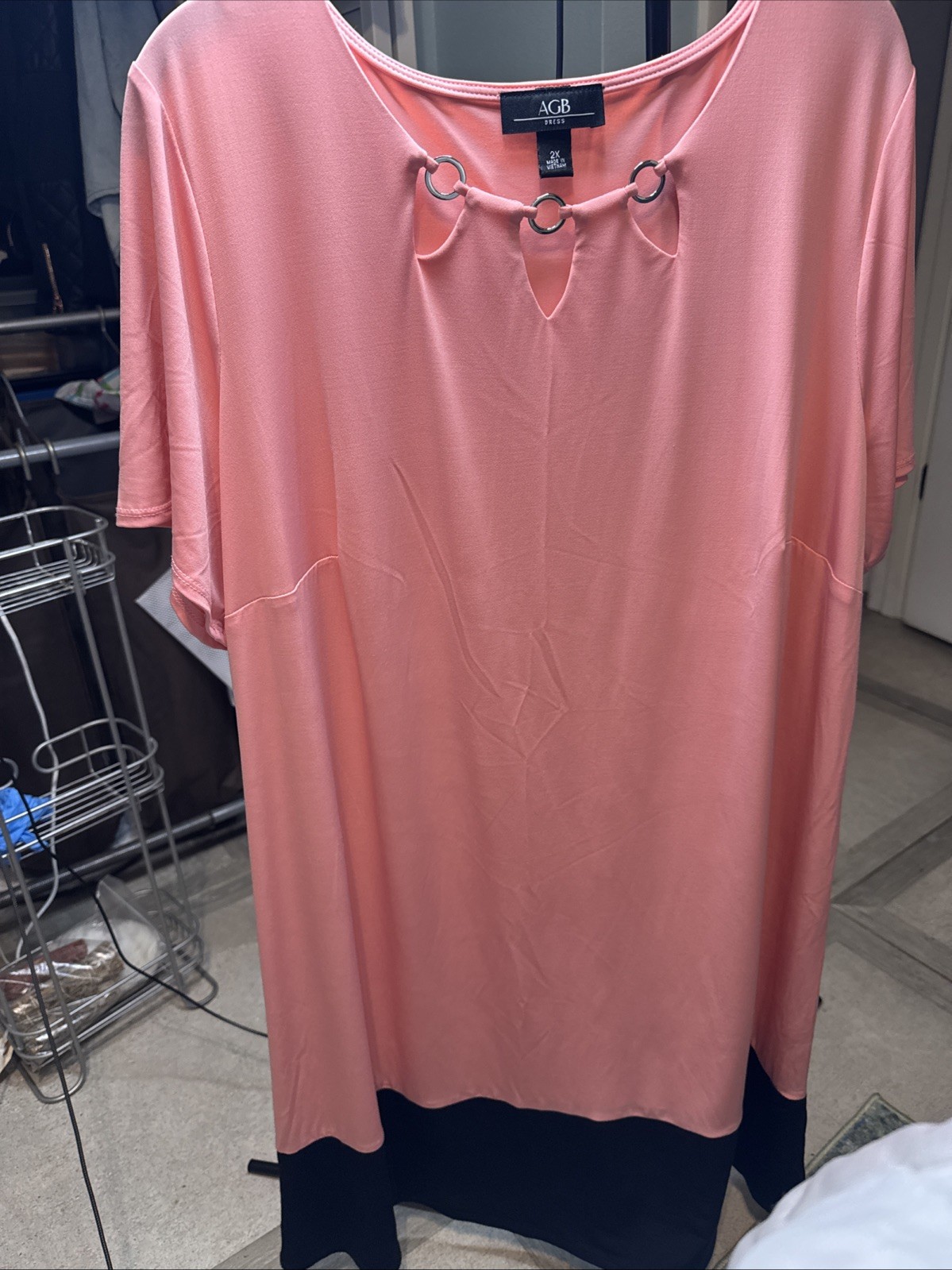 AGB Dress Womens 2X Silver Detail Neck