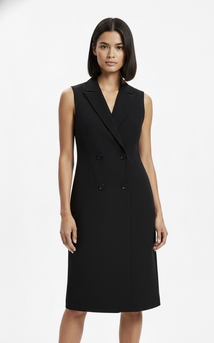 Trouve Little Black Dress Sleeveless Button Up Sleeveless Classic Work Business