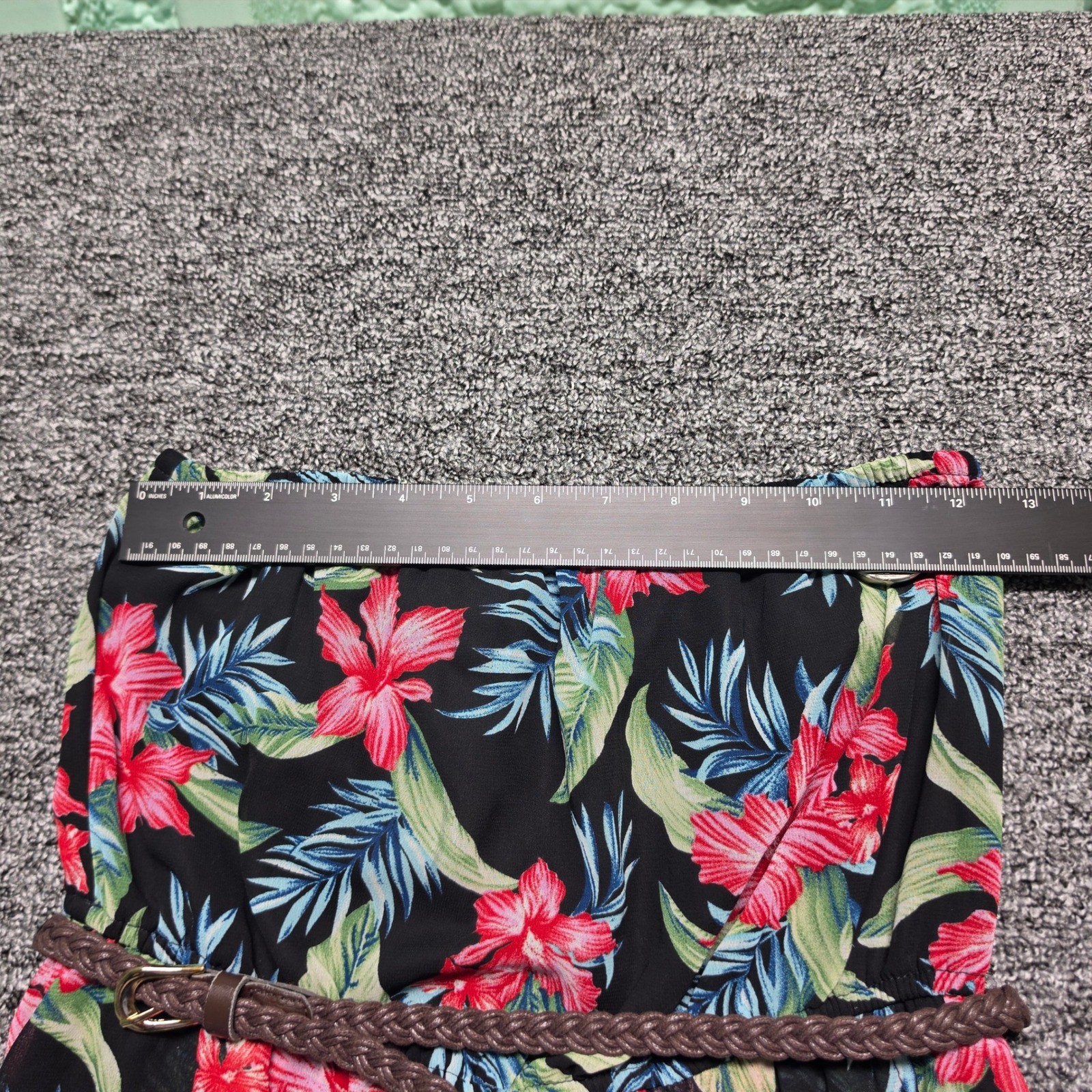 Tube Dress Isis Small Women Black Good Tropical Floral High-Low Belted