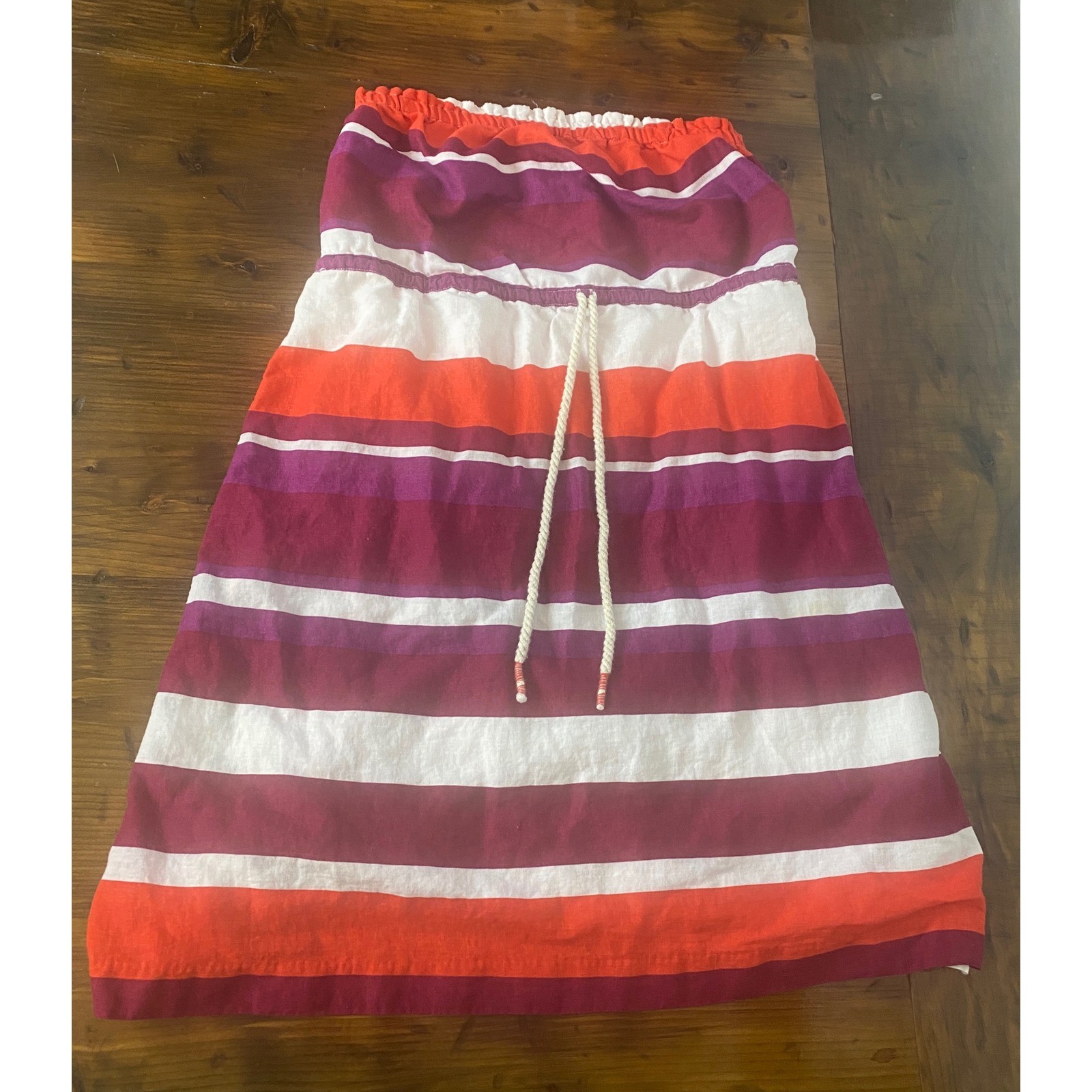 Gap women’s striped vintage linen cotton lined strapless dress SKU E114