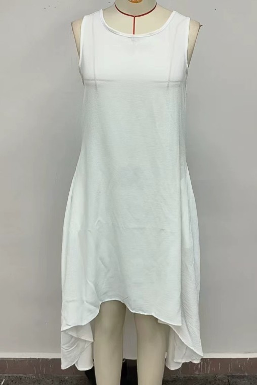 Women Sleeveless High Low Hem Loose Vacation Swing Sundress