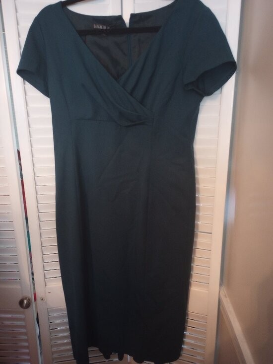 Lafayette 148 New York Wool Teal Sheath Dress Size 8
