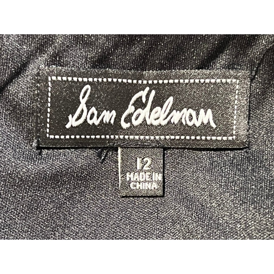 New Sam Edelman Circle Crochet Lace Bow Strap Midi Dress sz. 12 Black Lined
