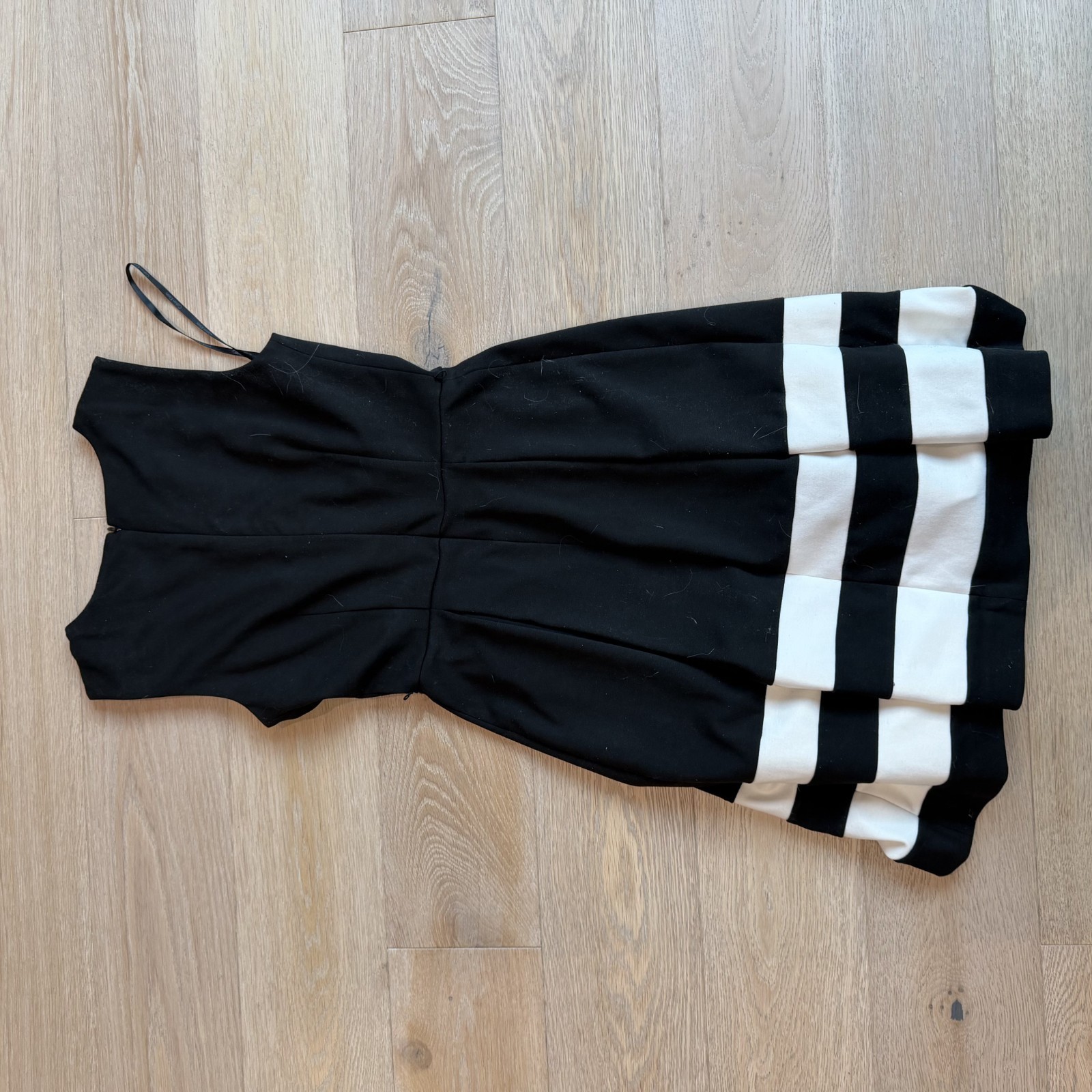 Calvin Klein Fit & Flare Black and White Dress with Belt Women’s