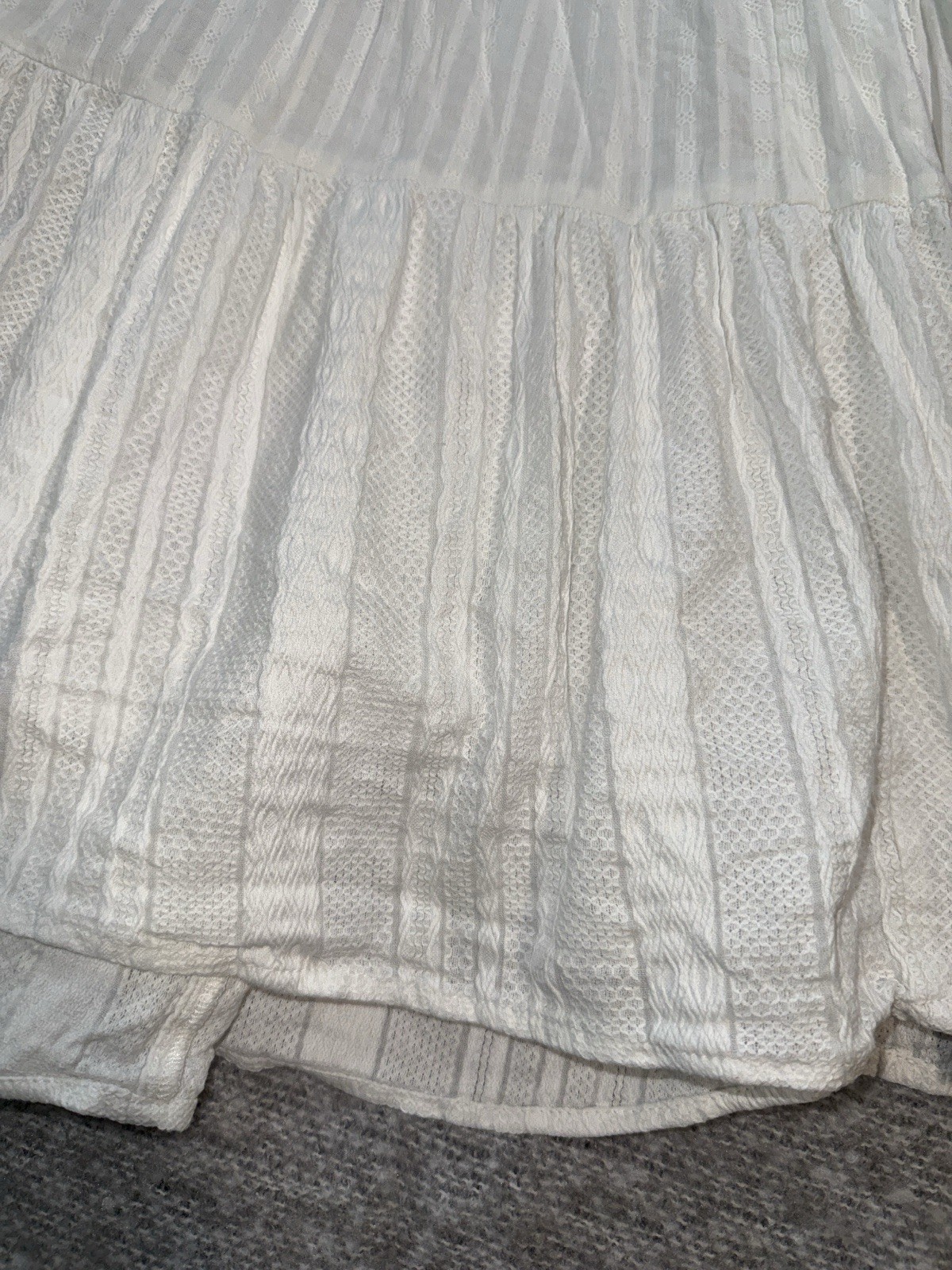 By Anthropologie White Summer Layered Cotton Dress Pockets Size S