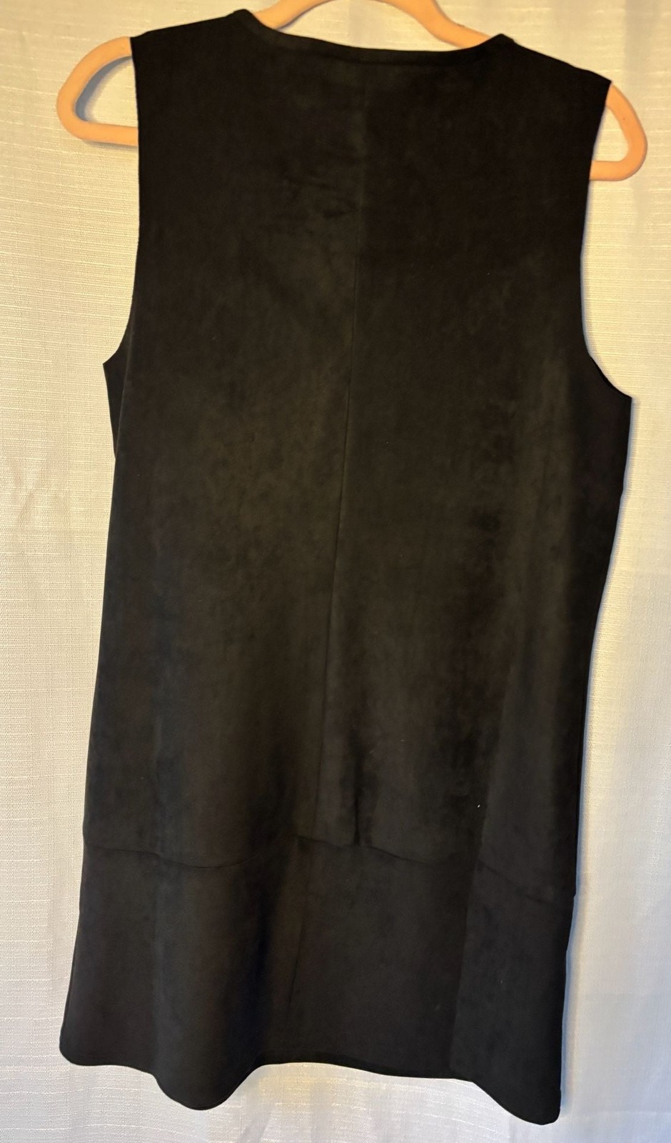 Naked Zebra Women’s Black Vegan Suede V-Neck Tank Mini Dress