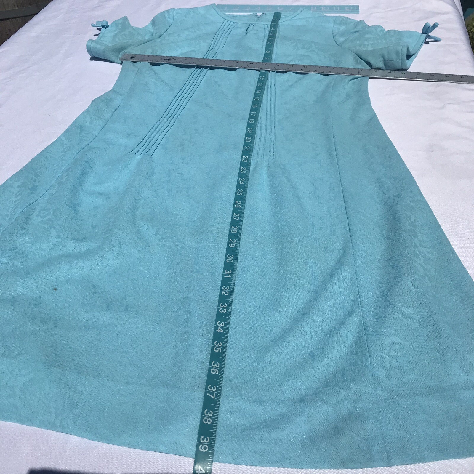 Vtg 60S MOD Lady Mendel Knits of Distinction Dress Small A line Blue Floral