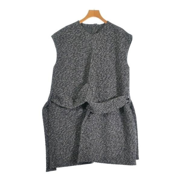 ISSEY MIYAKE Black Wool Nylon Knit Sleeveless Midi Dress Size 2 Auth