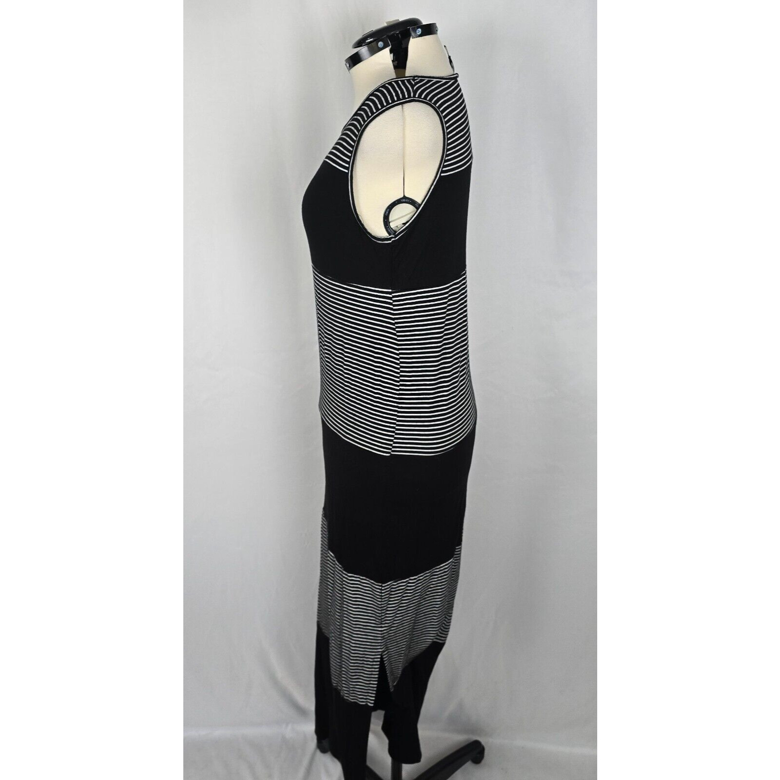Bobeau Maternity Dress Women’s XL Black Gray Colorblock Striped Sleeveless