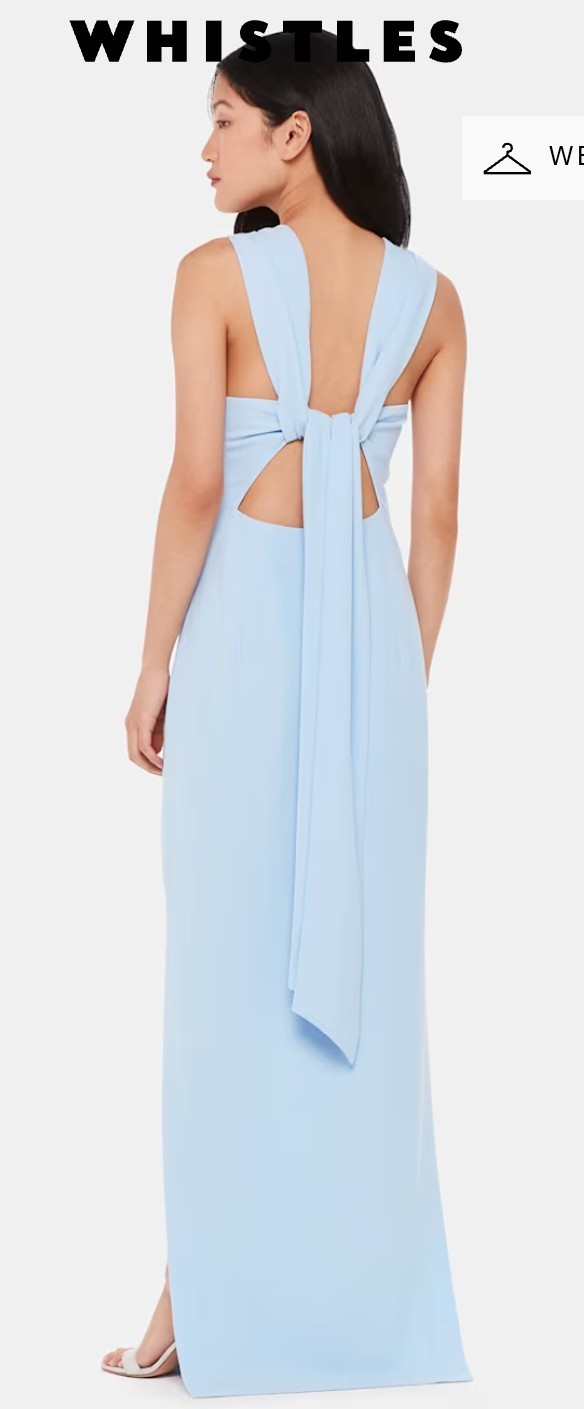 Whistles Blue Backless Gown with Bow Tie Detail Size US2 NEW