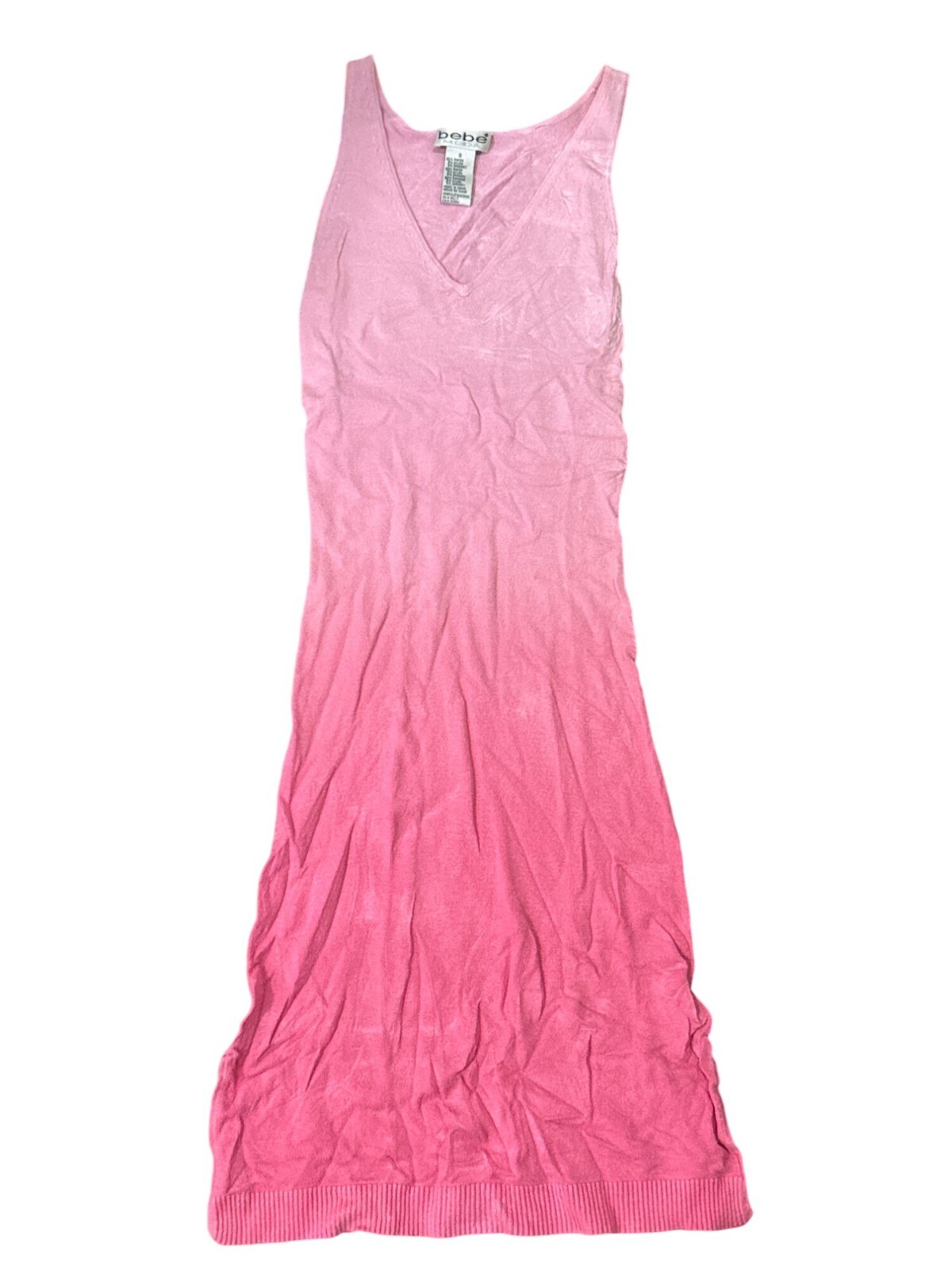 Bebe Pink Ombre Sleeveless Knit Dress S Rayon/Nylon Blend Made In China