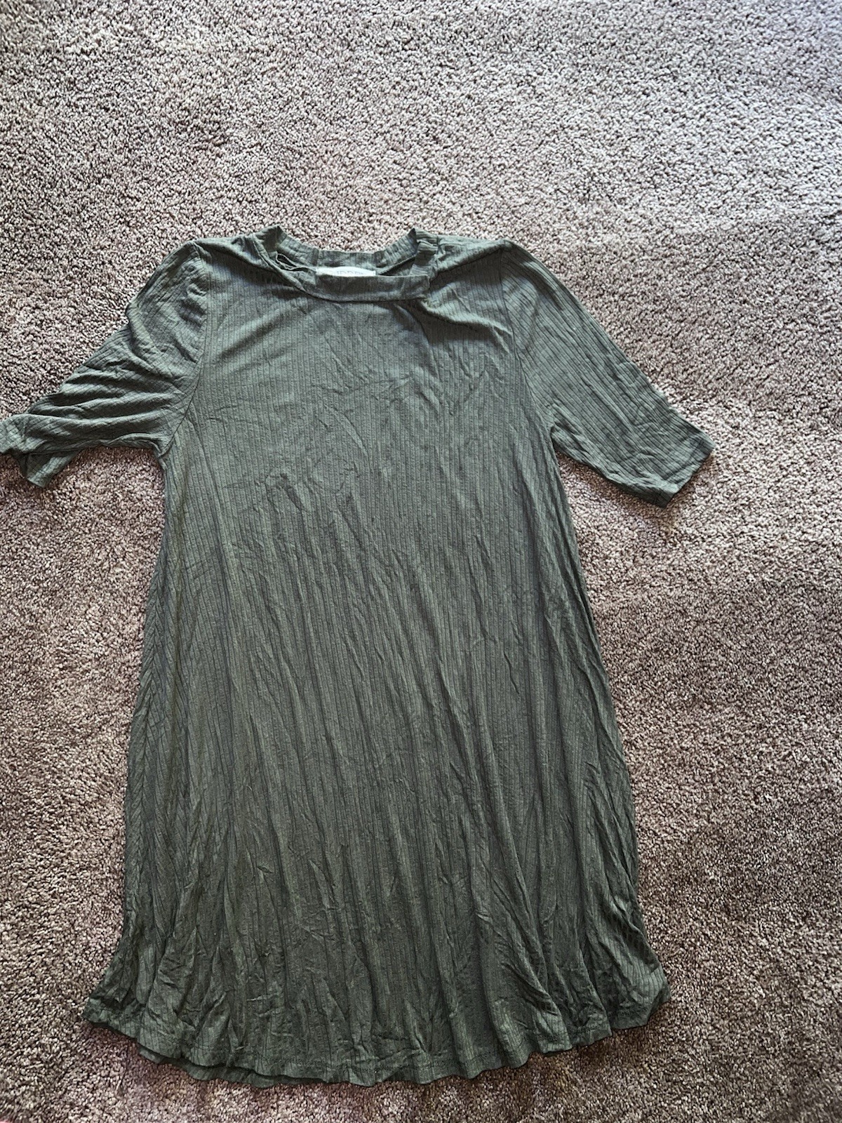 Pullover Green Ribbed Elbow Sleeve Dress Shirt Medium