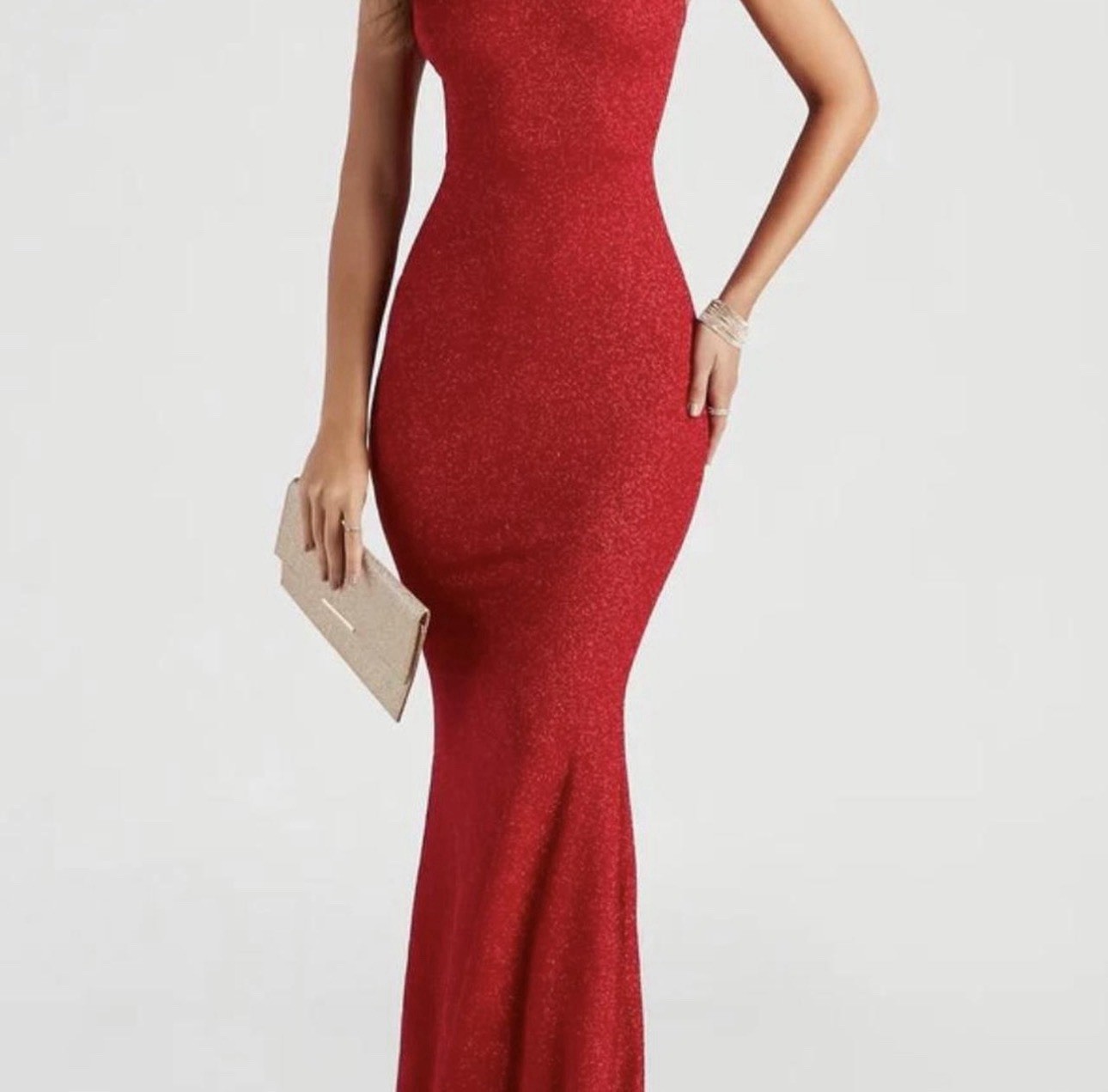 Windsor Red Maxi Formal/Prom Dress Long V-Neck Sleeveless Strap Accent Size XS