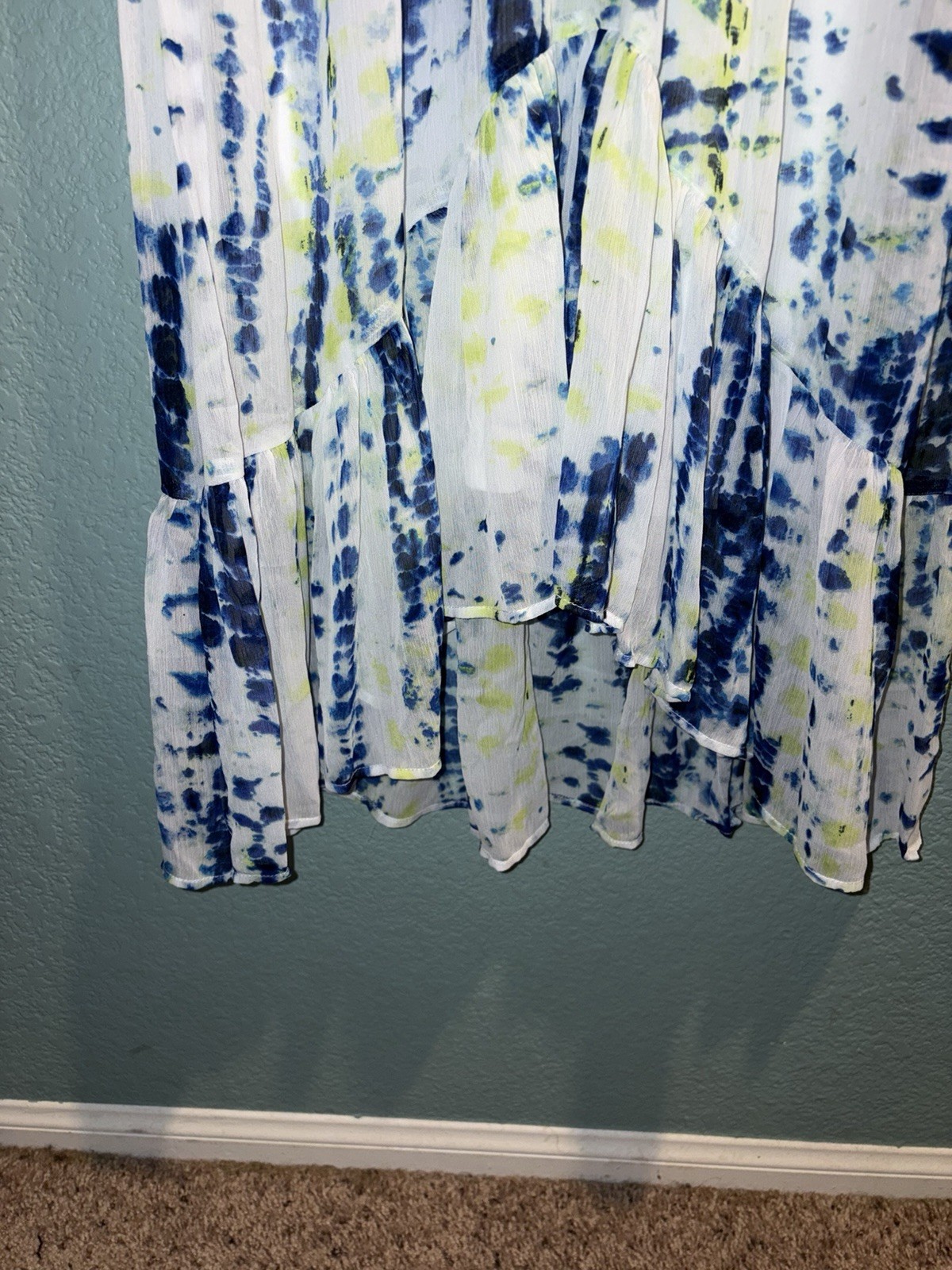 DKNY Midi Dress Size 0 Tie Dye Multicolor Twist Front Waist New W/ Tags $139