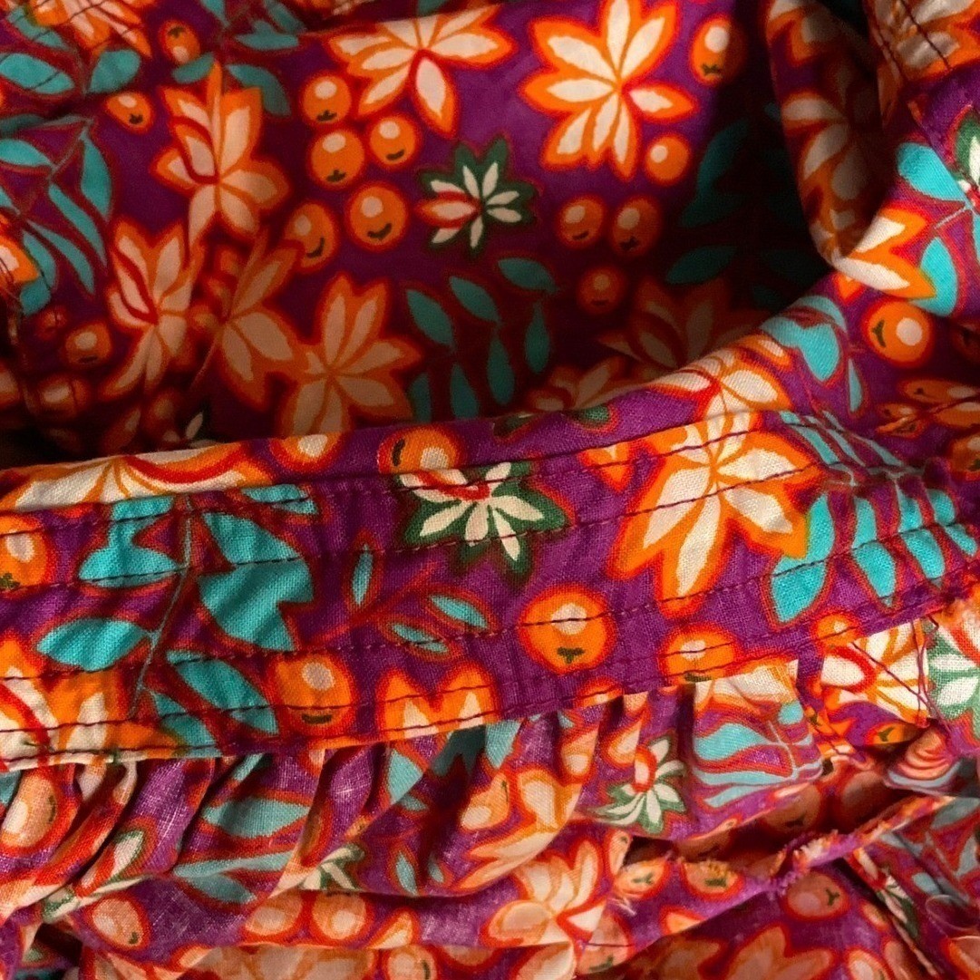 Retro Floral Halter Midi Dress Open Back Button Front Orange Purple Boho Summer