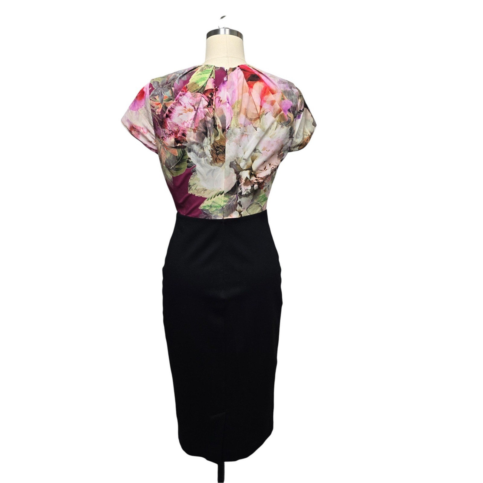 Ted Baker London Floral Print Sheath Dress Black Cap Sleeve Women’s Size 2 US 6