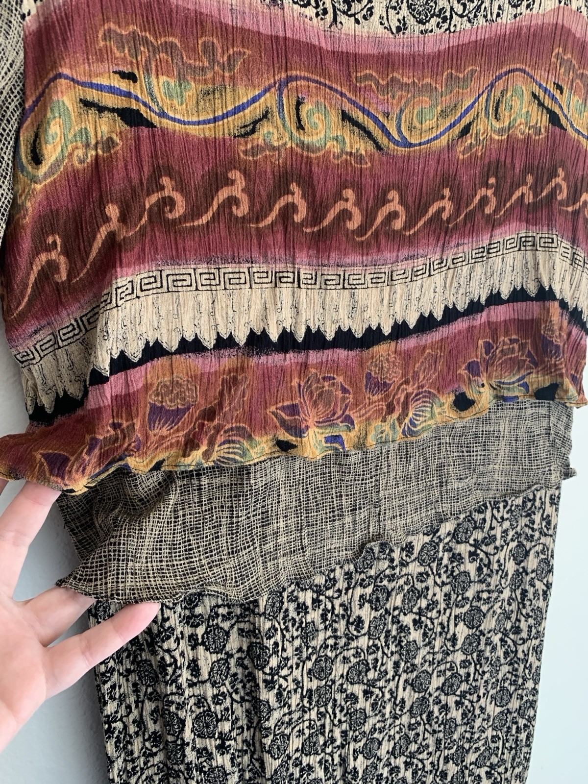 16 Vintage K Studios Faux Layer Maxi Dress 90s Cottagecore Flower Hipster Grunge
