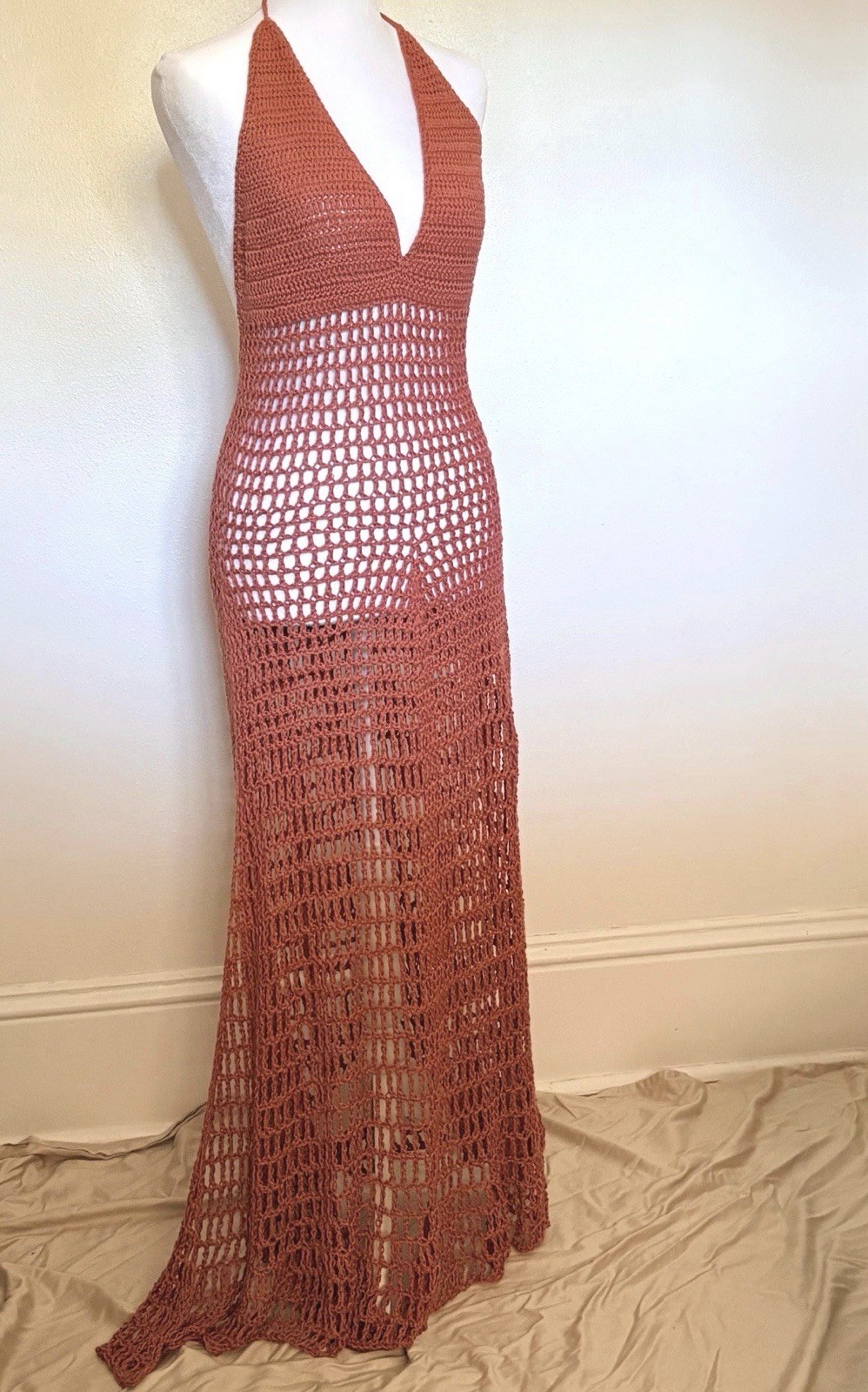 Crochet Women’s Summer Resort Dress Russet Size Medium