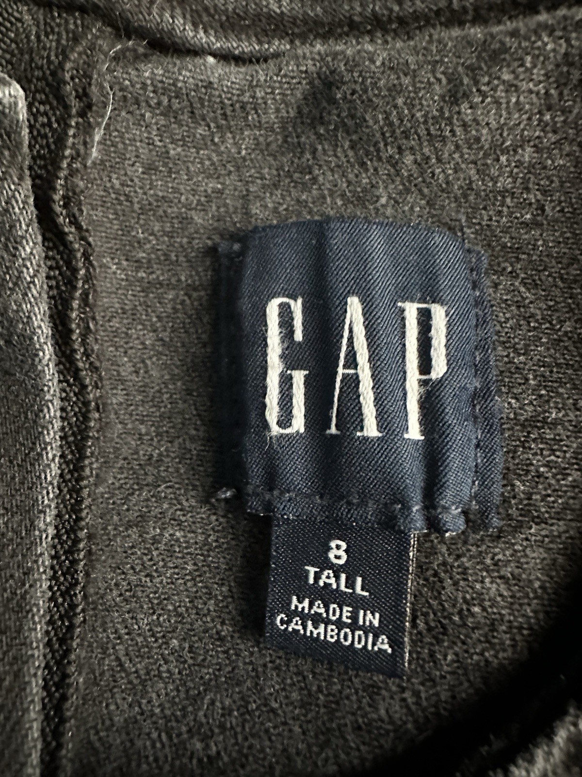 GAP Tall 8 Gray Solid Denim Long Shift Dress Sleeveless Round Neck