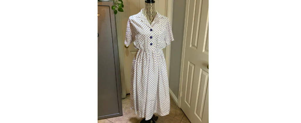 Polka dot dress handmade with pockets size L