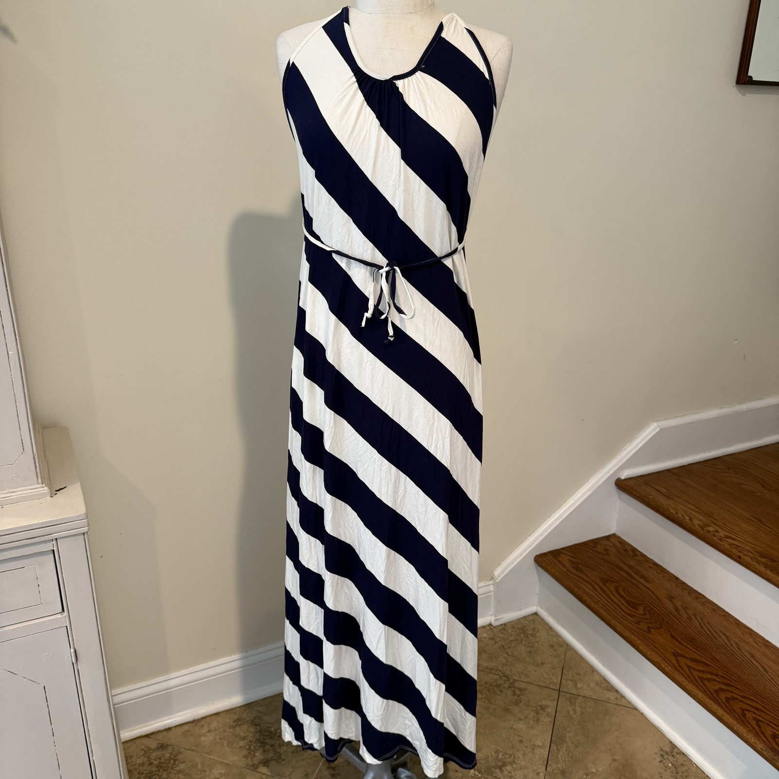 Venus Maxi Dress Womens Large Striped Sleeveless Tank Summer Beach Casual