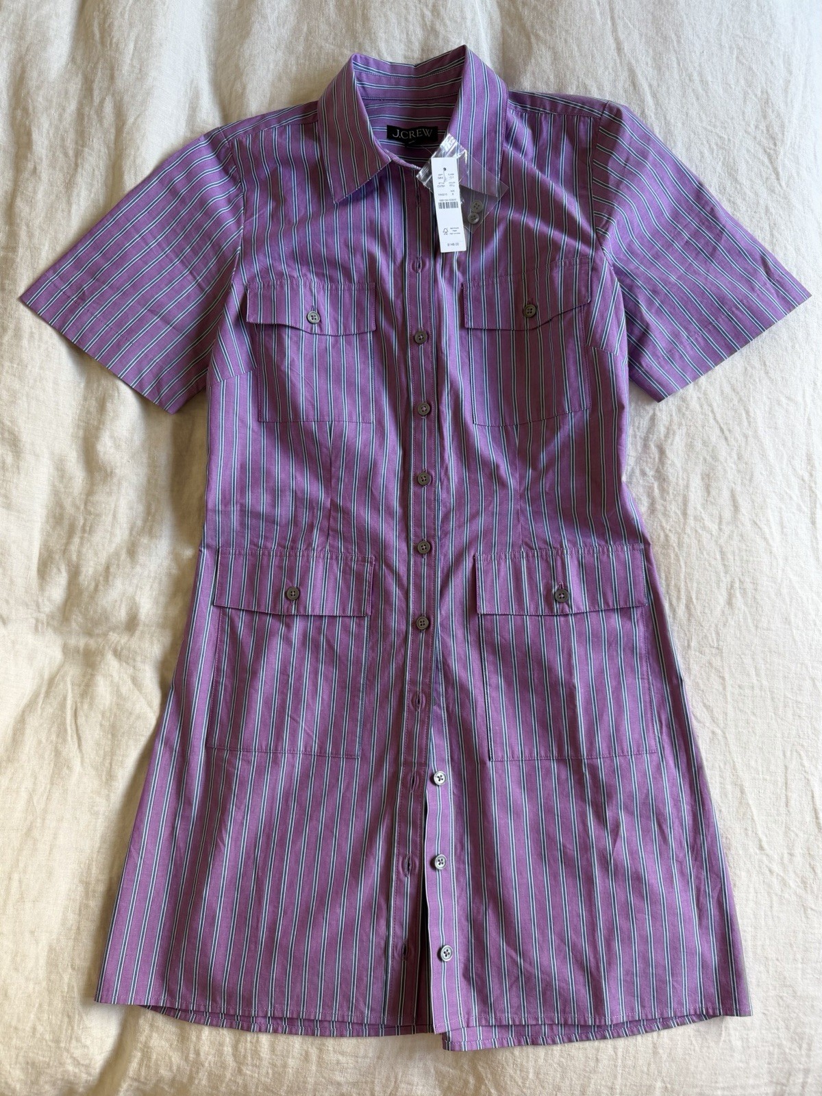 J. Crew Utility shirt-dress in striped cotton poplin size 6