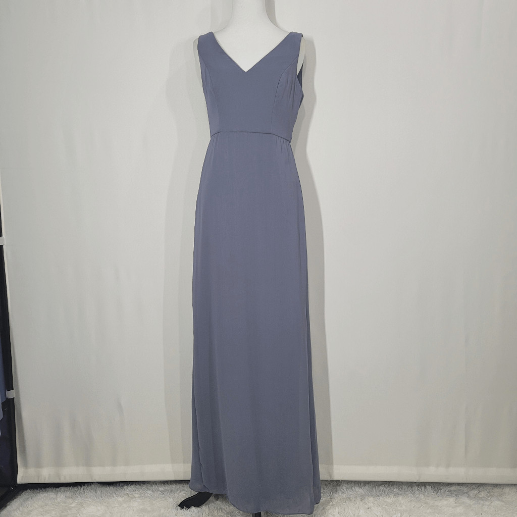 Social Bridesmaids 8194 Silverstone Chiffon Sleeveless Tie Back Trumpet Gown 12R
