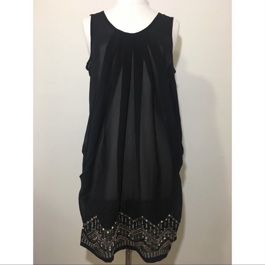 F21 sheer embellished sheer draped 20’s Art Deco dress