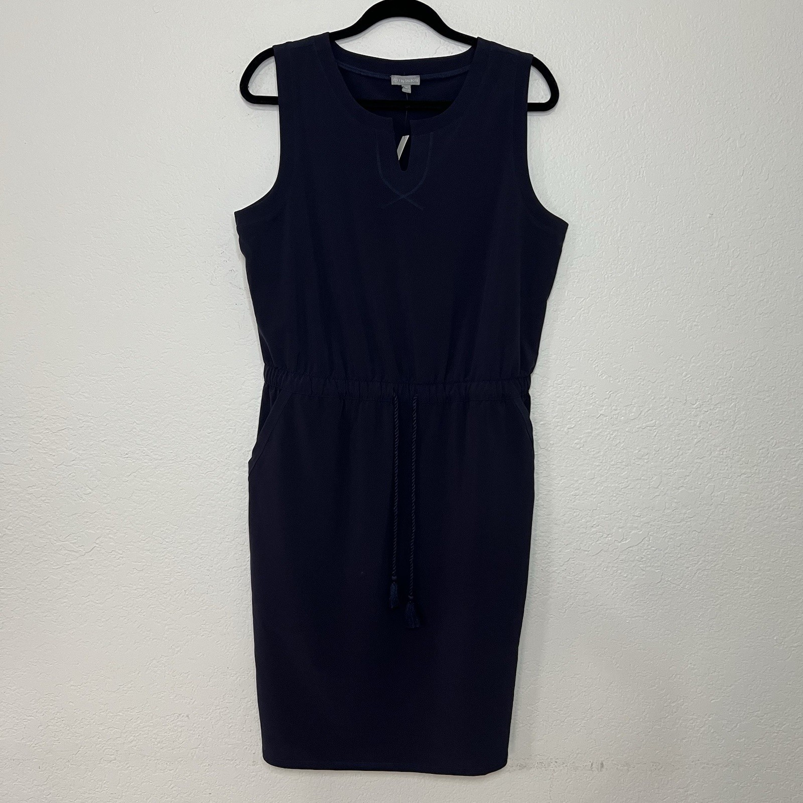 NWT T by Talbots Dress Women’s Medium Navy Blue Lightweight Stretch Split Neck