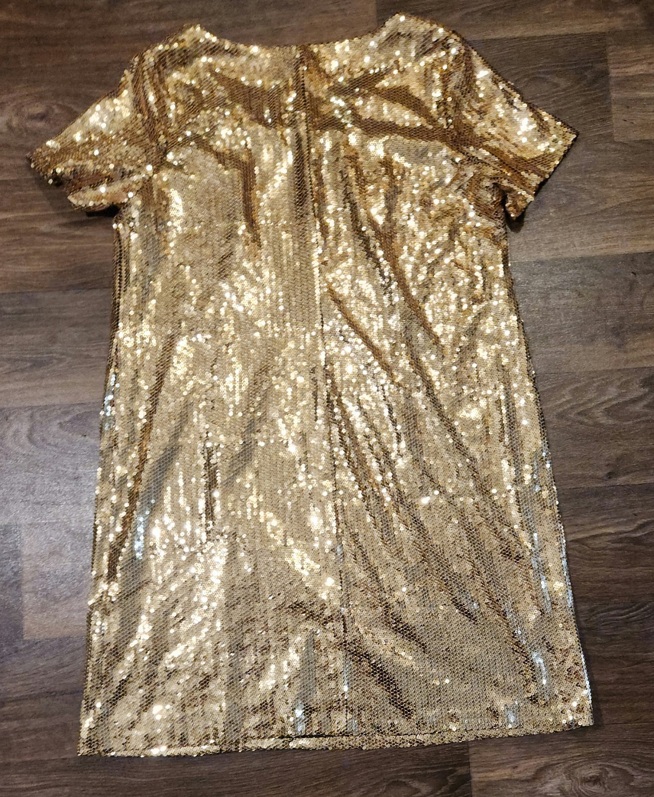 AGB Gold sequin dress with black lining Size:20W #party #glamour