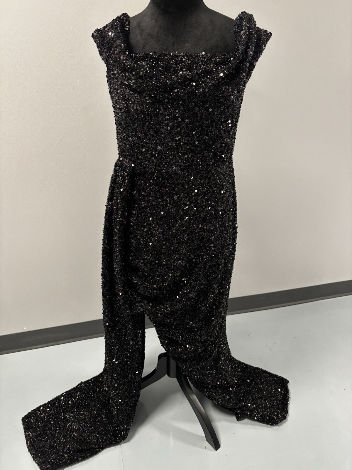 Elegant Black Sequin Ribbon Backless MERMAIDCORE Dress XL