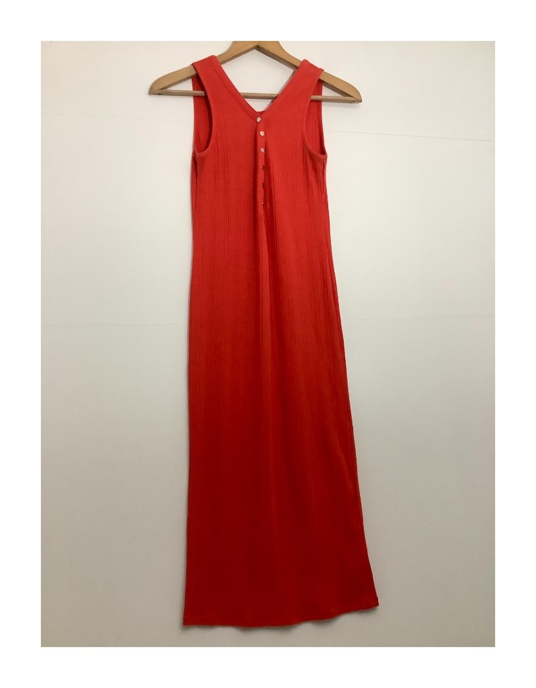 New Look Red Ribbed Maxi Dress Size Uk 10 60% Polyester 34% Cotton 6% Elastane