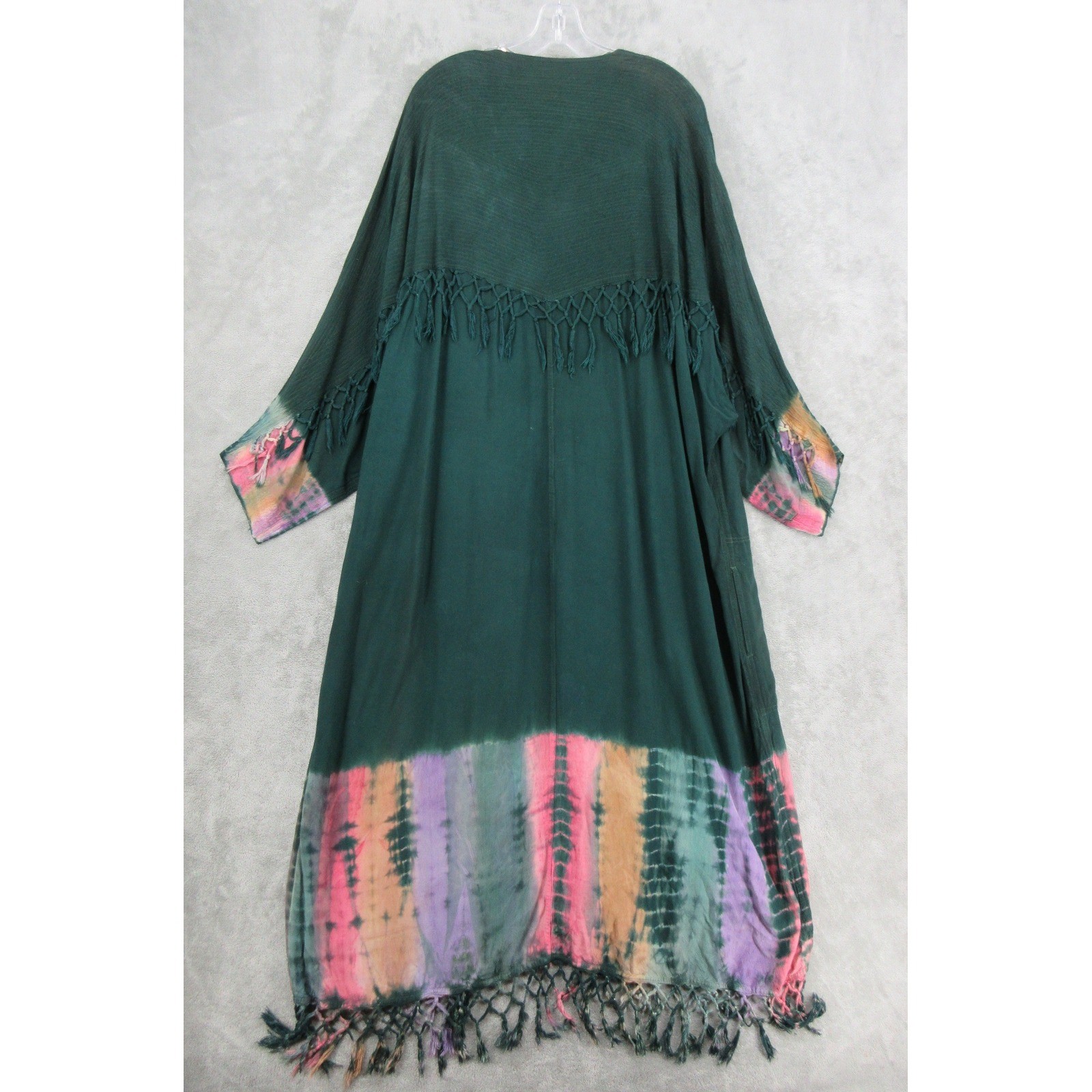 Vintage Raiment Fashions Dress Womens One Size Fringe Tie Dye Lagenlook Artsy