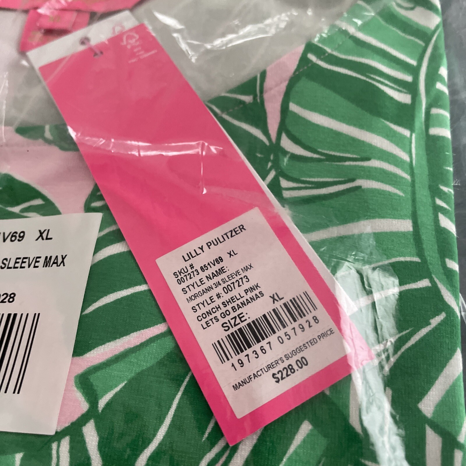 NWT $228 Lilly Pulitzer Morgann Maxi Dress LG, XL in Go Bananas Conch Shell Pink