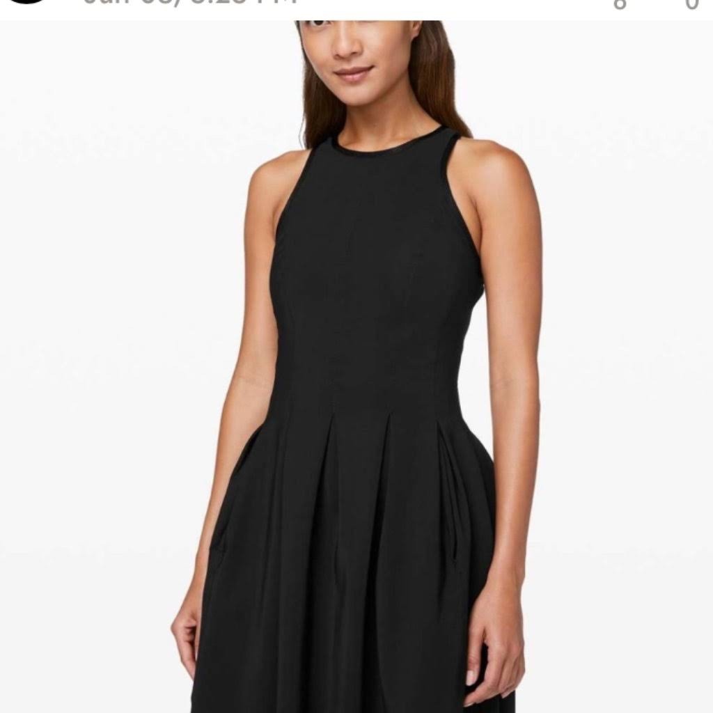 Lululemon Women Dress Black Sz 10 Pleated Skater Racerback Back Party