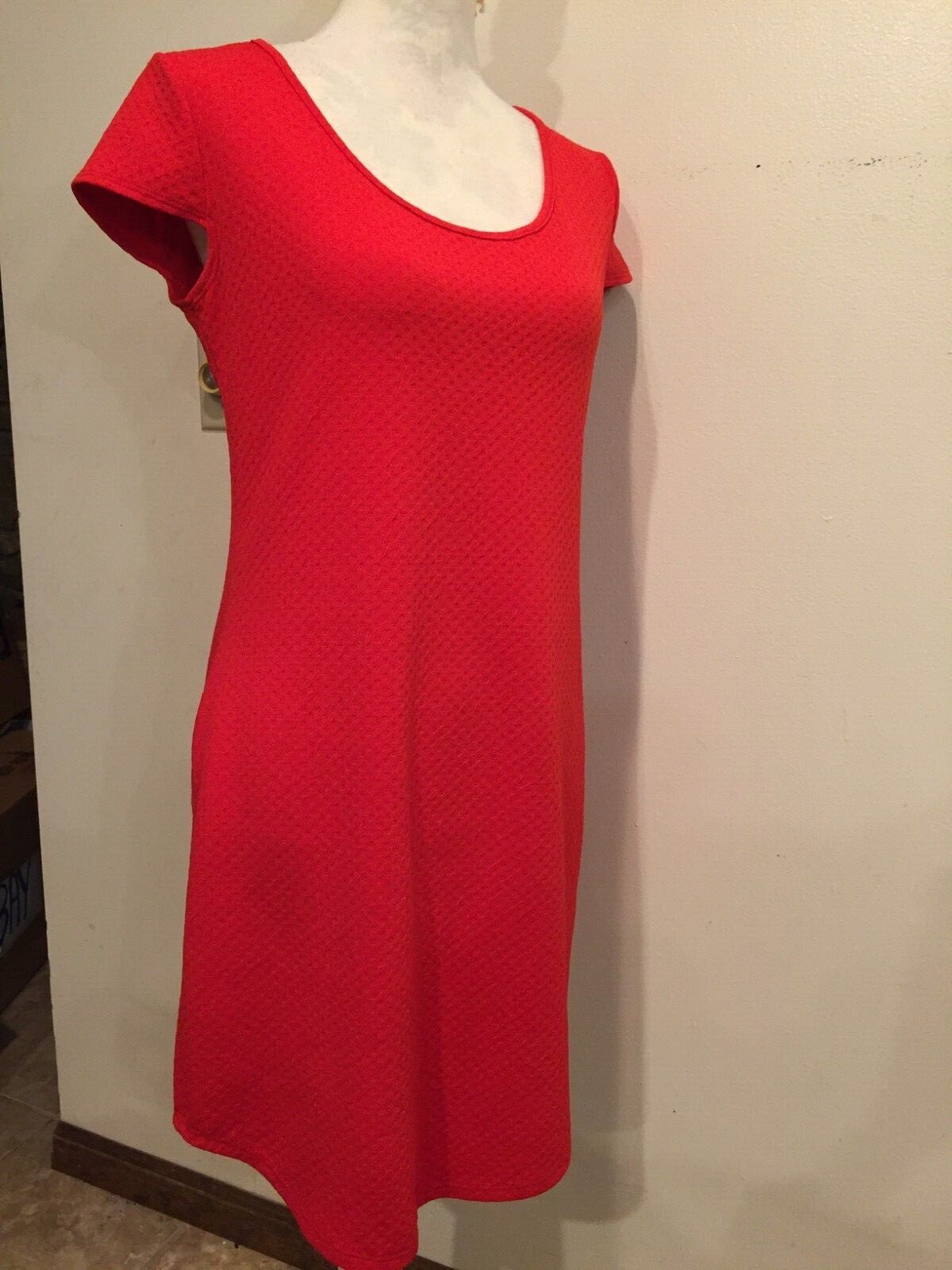 Espresso Dress, Small, Red, Cap Sleeves, Machine Wash, Stretch, Zip light weight