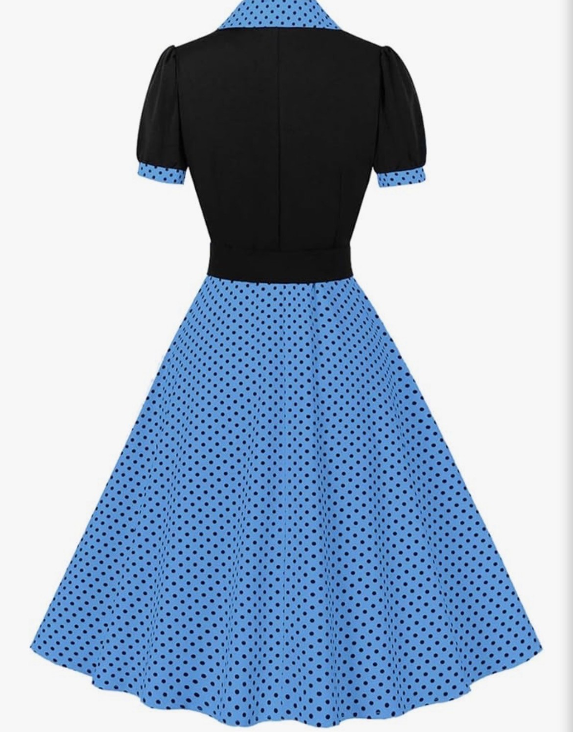 Women’s 1950s Retro Polka Dot Swing Dress Blue Black Rockabilly Pin Up Sz S