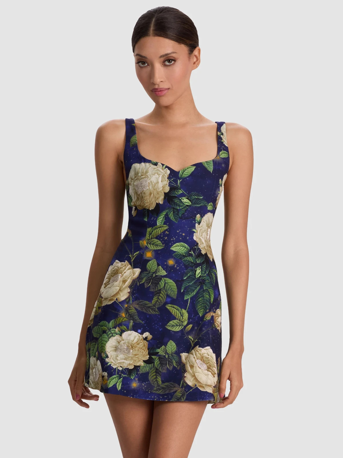 ALICE & OLIVIA (8) EVE FLORAL TWILIGHT EDEN SWEETHEART MINI DRESS NWT MSRP$595