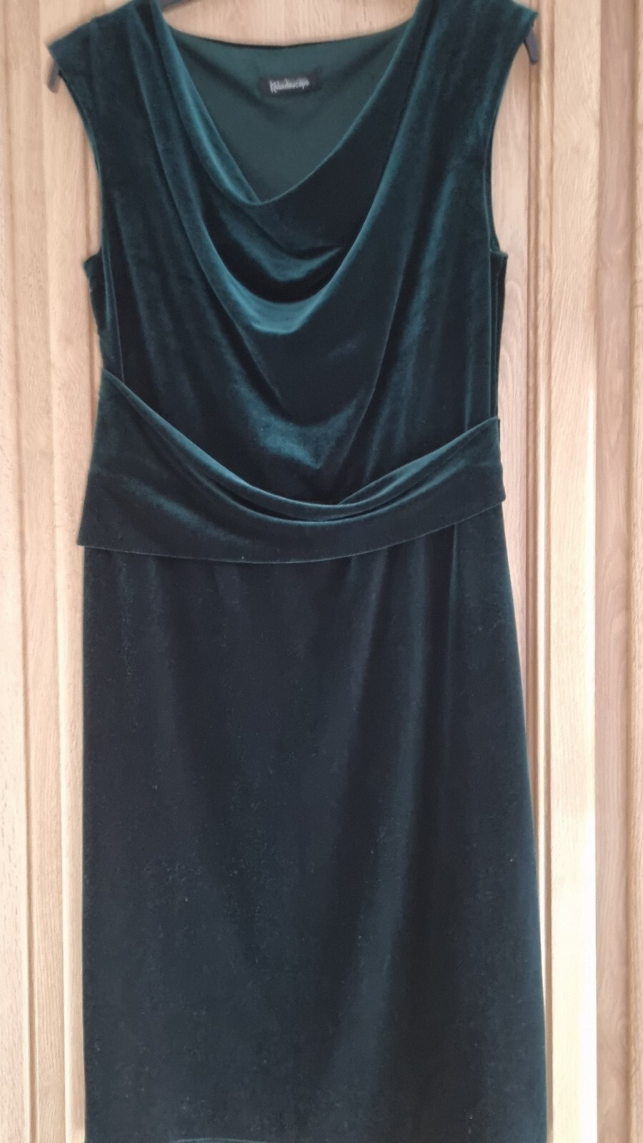 Womens Size 14 Bottle Green Velour Style Dress With Cowl Neck Ideal Christmas