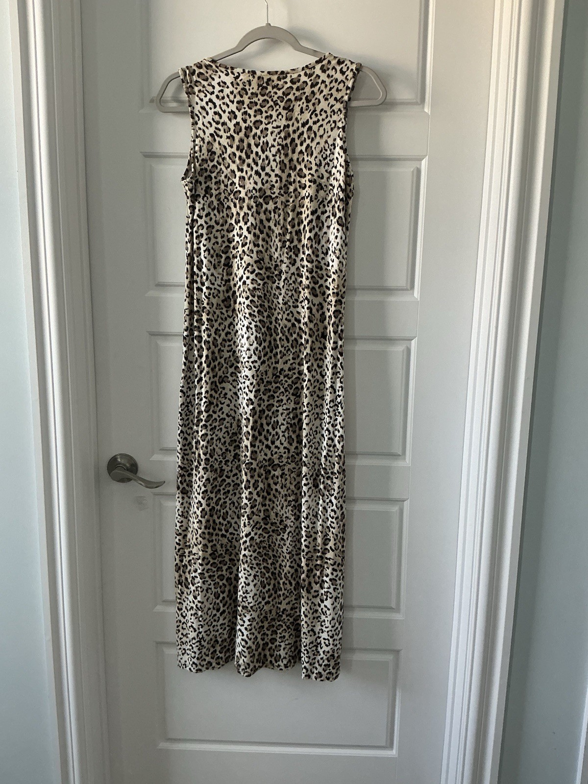 Chico’s Beige/Brown Leopard Animal Print Round Neck Sleeveless Maxi Dress 0