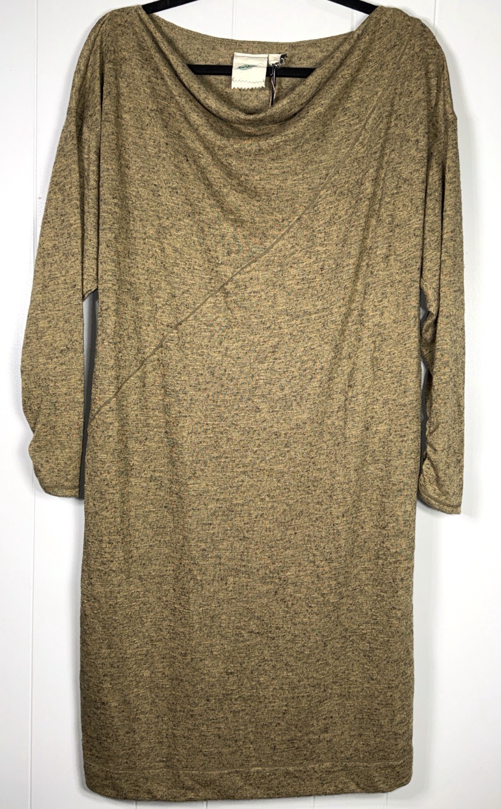 Nurture Anthropologie Sahara Beige Linen Blend Neutral Cowl Neck Tunic Dress M