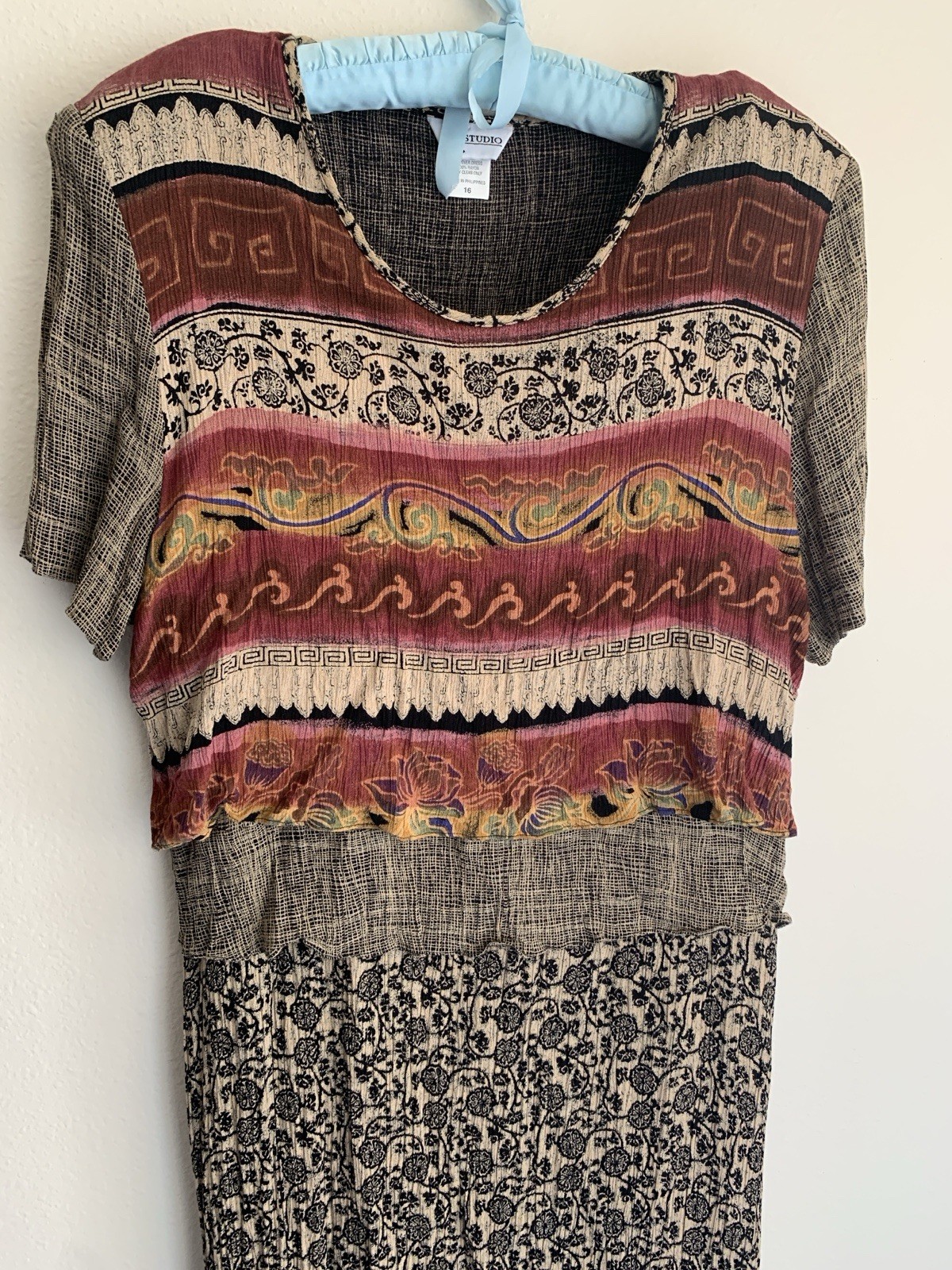 16 Vintage K Studios Faux Layer Maxi Dress 90s Cottagecore Flower Hipster Grunge