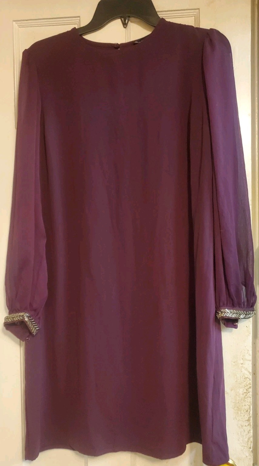 SIMPLY STATED Purple Chiffon Lined Embellished Beaded Cuff Sleeve WOMEN’S Size 6