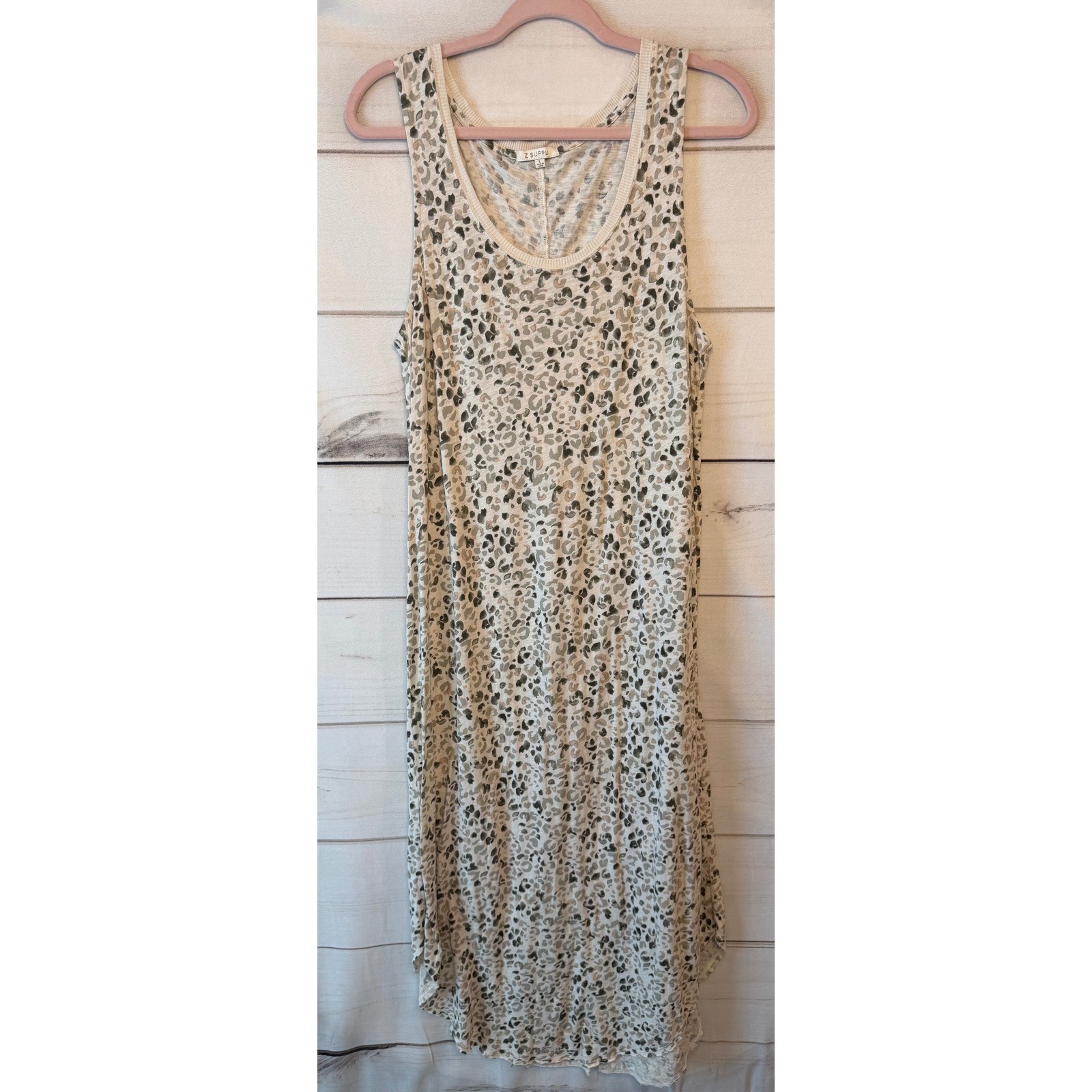 Z Supply Women Leopard Animal Print Cotton Tank Midi Dress Neutral ZD211655S L